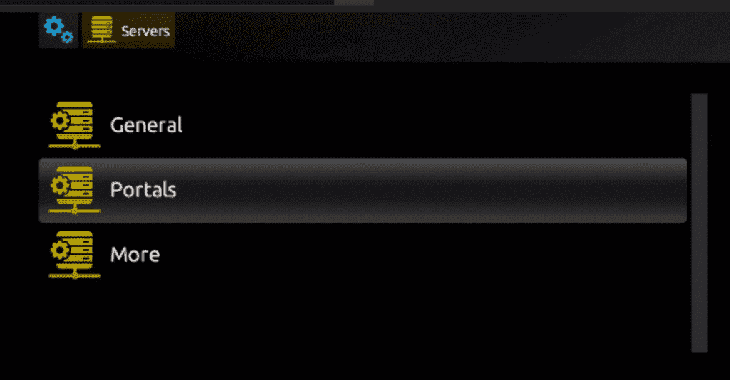 MAG Servers menu with Portals selected