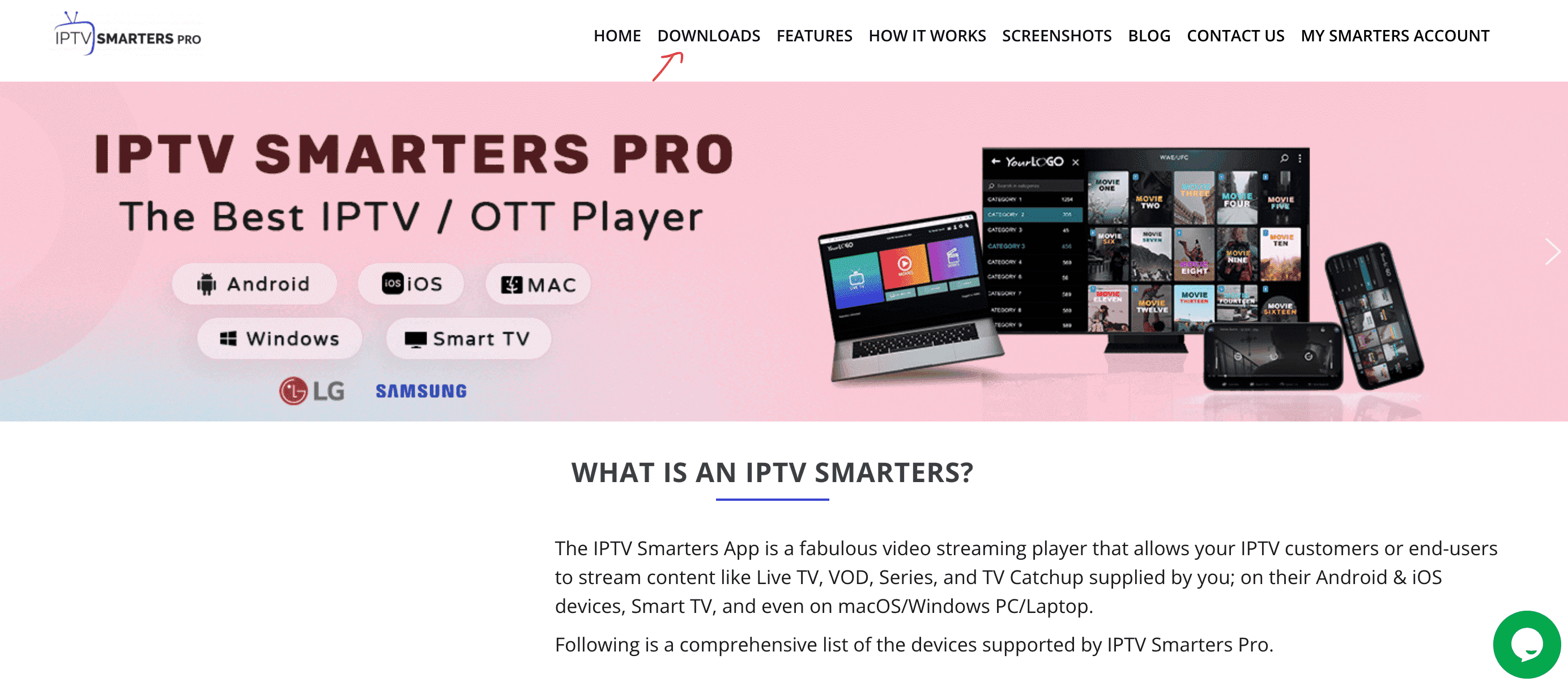 Older Smarters publisher website with Downloads highlighted